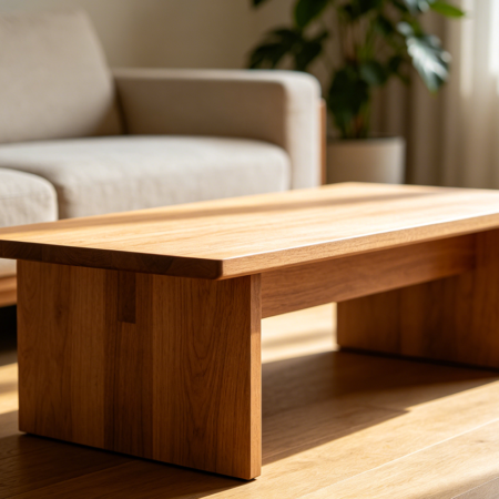 Modern Minimalist Rectangular Wood Coffee Table