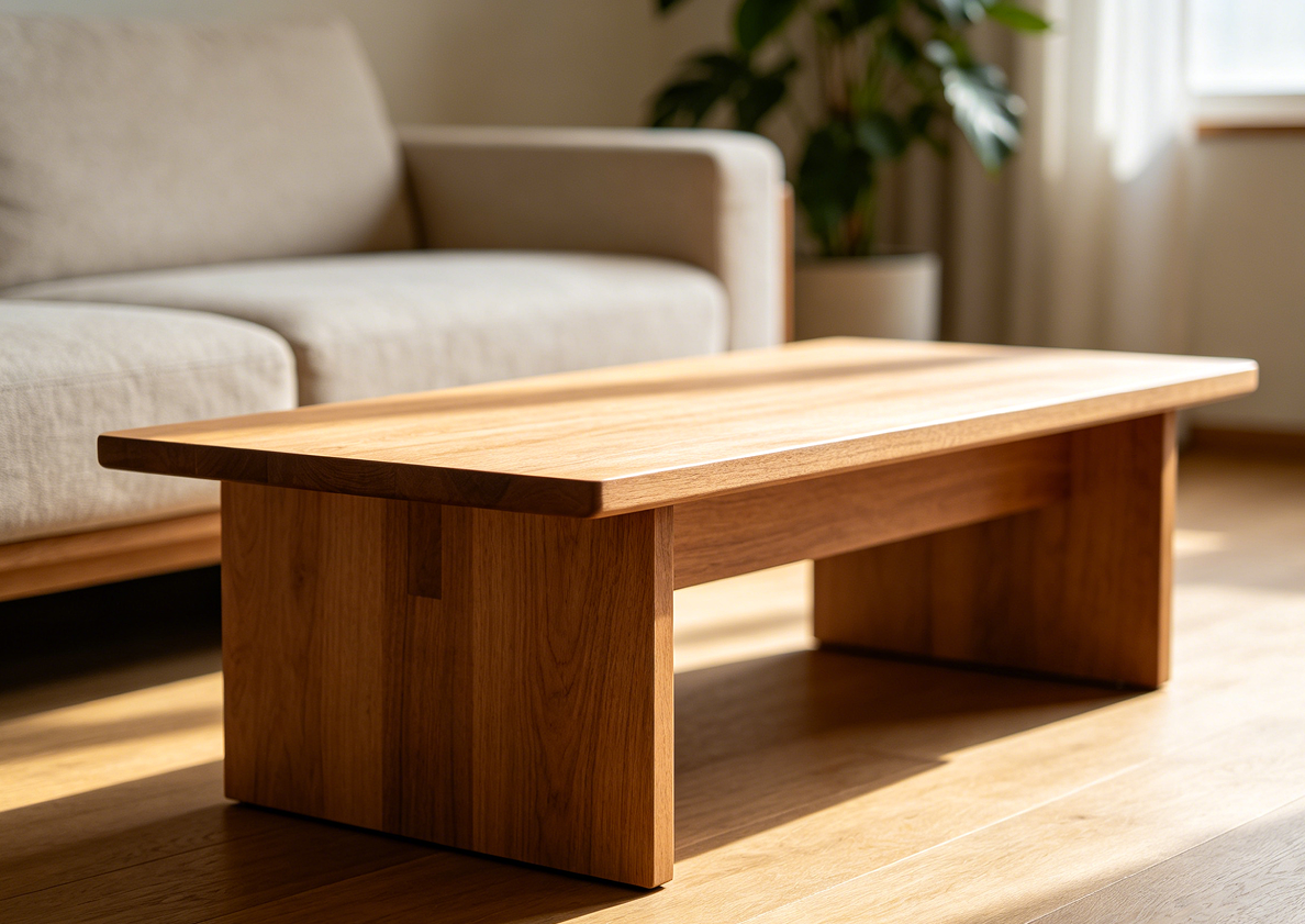 Modern Minimalist Rectangular Wood Coffee Table