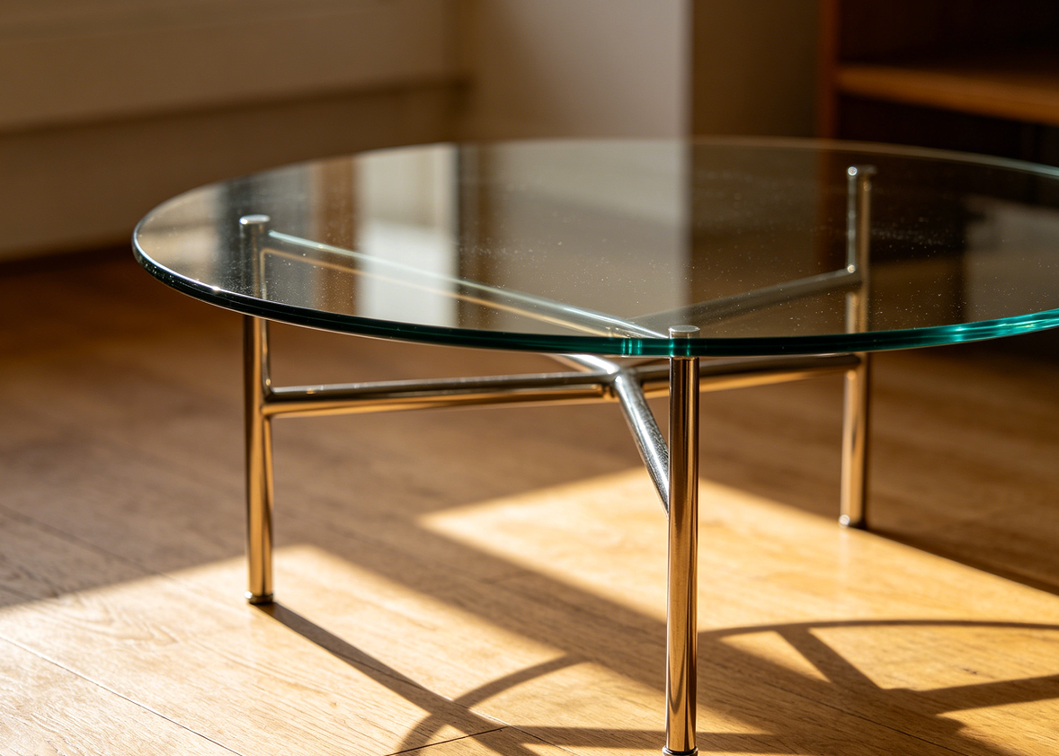 Compact Round Glass Top Coffee Table