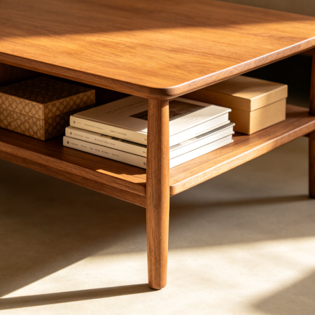 Industrial Metal Frame Wooden Coffee Table