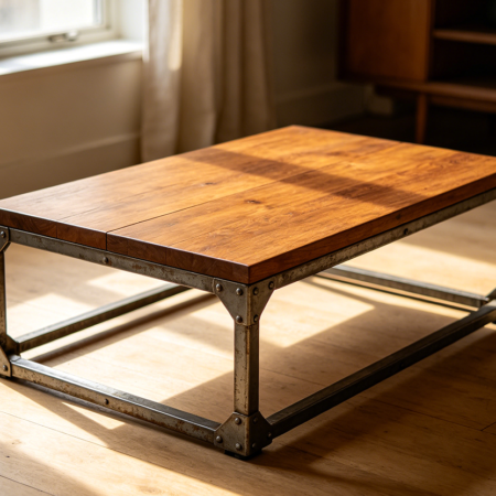 Rectangular Coffee Table With Storage Shelf