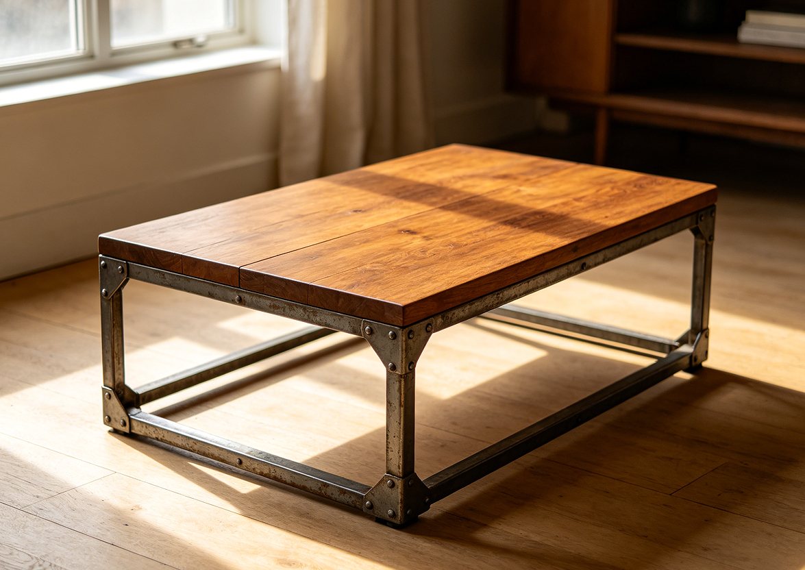 Rectangular Coffee Table With Storage Shelf