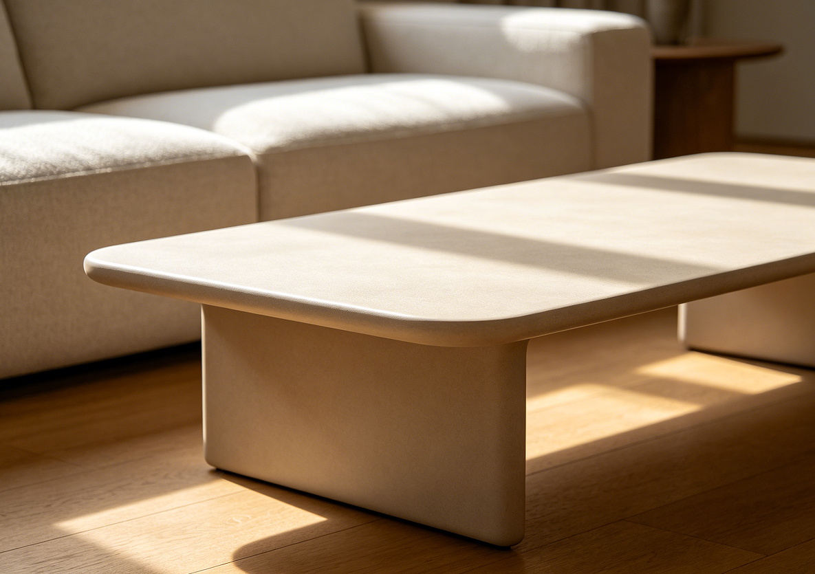 Soft Edge Modern Low Profile Coffee Table
